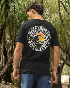 Jacks Rising Sun T-Shirt Black Hot