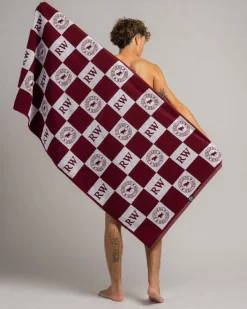 Ringers Western RW Check Towel Burgundy Discount