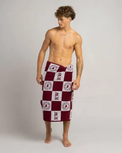 Ringers Western RW Check Towel Burgundy Discount