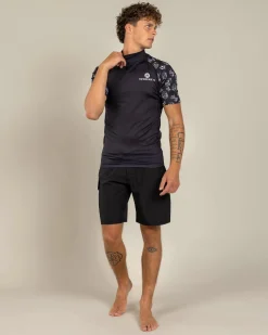The Mad Hueys Sailor Anchor Short Sleeve Rash Vest Black Sale
