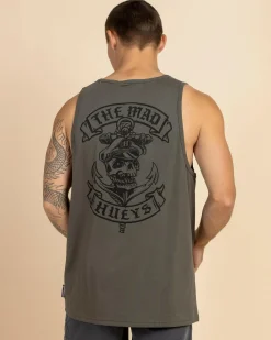 The Mad Hueys Sailor Anchor Singlet Tank Charcoal Best