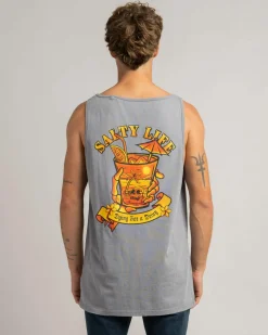 Salty Life Sapore Singlet Lt Grey Acid Sale