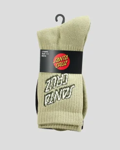 Santa Cruz SC Stack Crew Socks 2 Pack Light Khaki/ Black Best