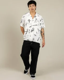 Kiss Chacey Scatter Resort Short Sleeve Shirt White Print Outlet