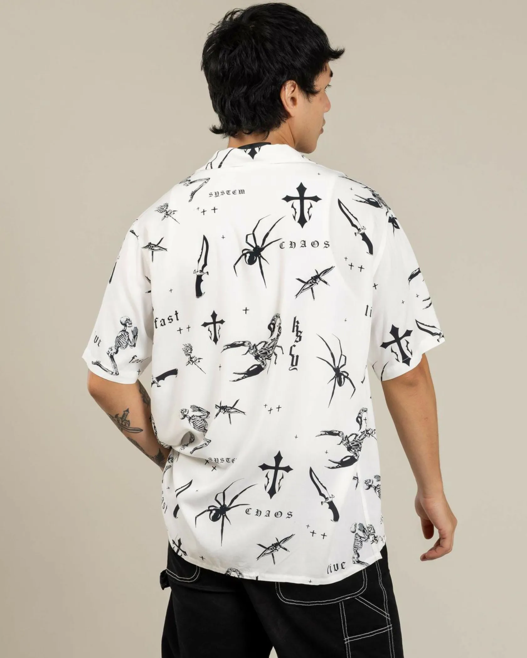 Kiss Chacey Scatter Resort Short Sleeve Shirt White Print Outlet
