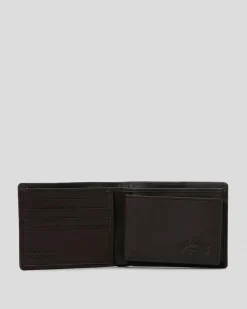 Billabong Scope 2 In 1 Leather Wallet Java Grain Clearance