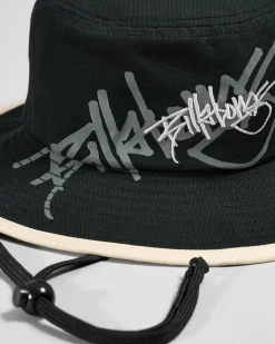 Billabong Script Boonie Wide Brim Hat Black New