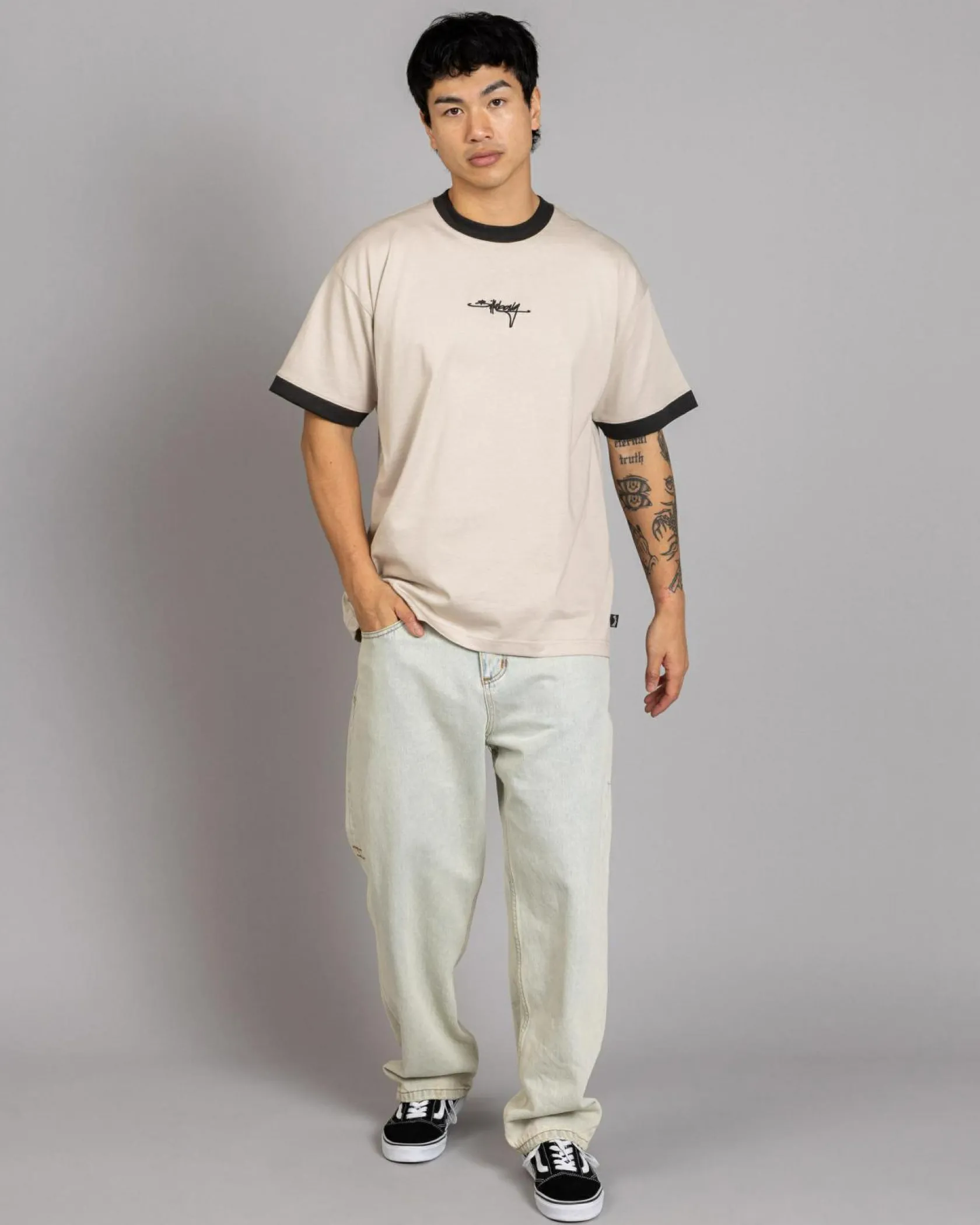 Billabong Script Ringer T-Shirt Stone