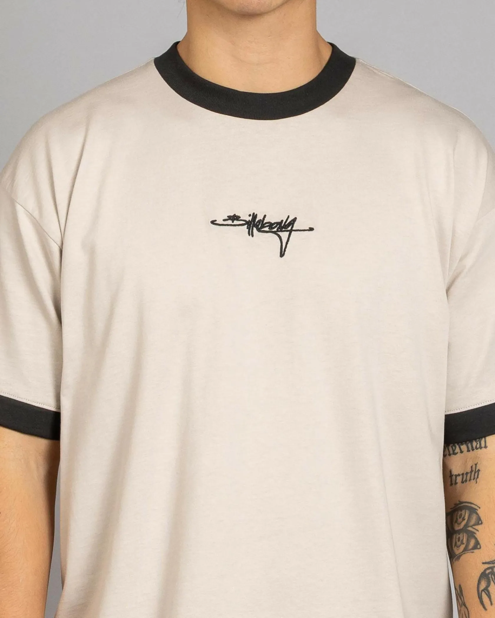 Billabong Script Ringer T-Shirt Stone