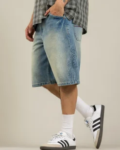 Billabong Script Smoko Denim Shorts Sun Faded Indigo Clearance