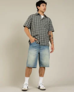 Billabong Script Smoko Denim Shorts Sun Faded Indigo Clearance