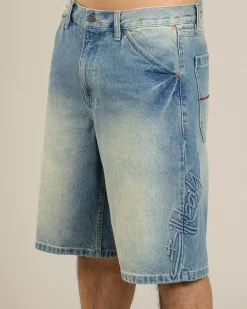 Billabong Script Smoko Denim Shorts Sun Faded Indigo Clearance