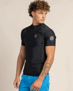Rip Curl Search Performance Short Sleeve Rash Vest Black Best