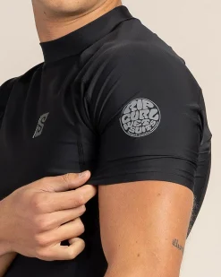 Rip Curl Search Performance Short Sleeve Rash Vest Black Best
