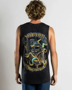 Salty Life Servitude Muscle Tank Black Acid Discount