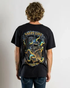 Salty Life Servitude T-Shirt Black Acid Clearance