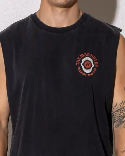 The Mad Hueys Shark Tins Muscle Tank Washed Black Best