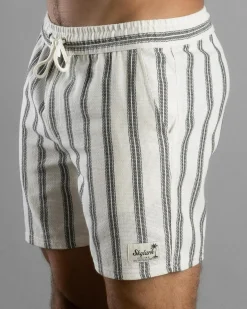 Skylark Sharp Elastic Waist Shorts White Stripe Sale