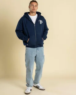 S-Double Shawn Dot Zip Hoodie Washed Navy New