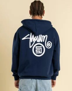 S-Double Shawn Dot Zip Hoodie Washed Navy New