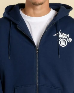 S-Double Shawn Dot Zip Hoodie Washed Navy New