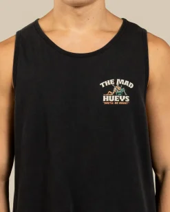 The Mad Hueys She'll Be Right Singlet Washed Black Clearance