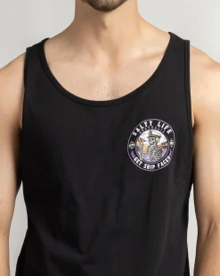Salty Life Ship Faced Singlet Black New