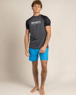 Rip Curl Shock Short Sleeve Rash Vest Black Marle Clearance