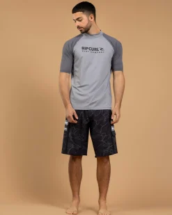 Rip Curl Shock Short Sleeve Rash Vest Grey Marle Sale