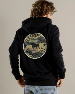 Ringers Western Signature Bull Hoodie Black With Camo Outlet