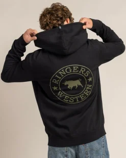 Ringers Western Signature Bull Hoodie Black/military Green Outlet