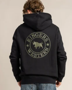 Ringers Western Signature Bull Hoodie Black/military Green Outlet