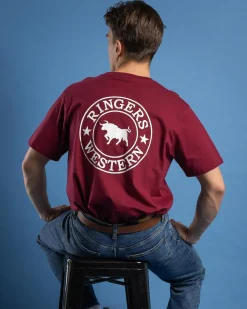 Ringers Western Signature Bull Relaxed T-Shirt Burgundy/white Online