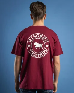 Ringers Western Signature Bull Relaxed T-Shirt Burgundy/white Online