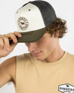 Ringers Western Signature Bull Trucker Cap Army/off White