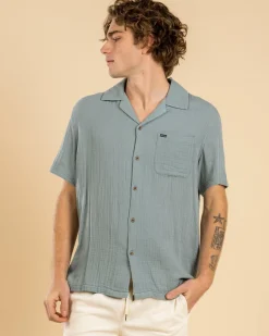 Lucid Simple Short Sleeve Shirt Sea Green Wash