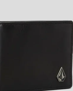 Volcom Single Stone Leather Wallet Black Hot