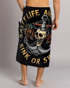 Salty Life Sink Or Swim Beach Towel Black Sale