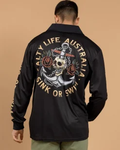Salty Life Sink or Swim Fishing Shirt Charcoal Best