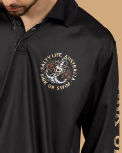 Salty Life Sink or Swim Fishing Shirt Charcoal Best
