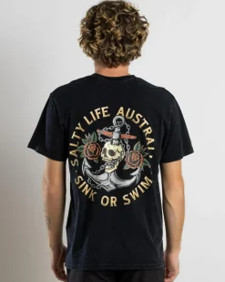 Salty Life Sink or Swim T-Shirt Navy Acid Hot
