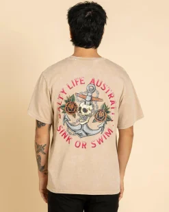 Salty Life Sink or Swim T-Shirt Sand Acid New