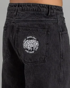 Santa Cruz Skate Brain Dot Baggy Jeans Washed Black Outlet