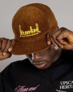 Krooked Skript Snapback Cap Brown/gold Outlet