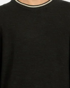 Rusty Skyliner Tipped Crew Knit Jumper Green Gables Discount