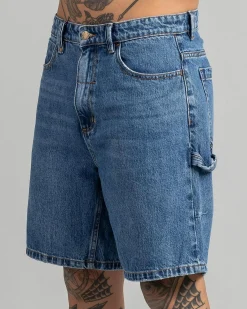 Thrills Slacker Denim Shorts Stoned Blues Sale