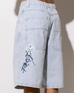Rusty Slappa Denim Shorts Sky Blue Heather New