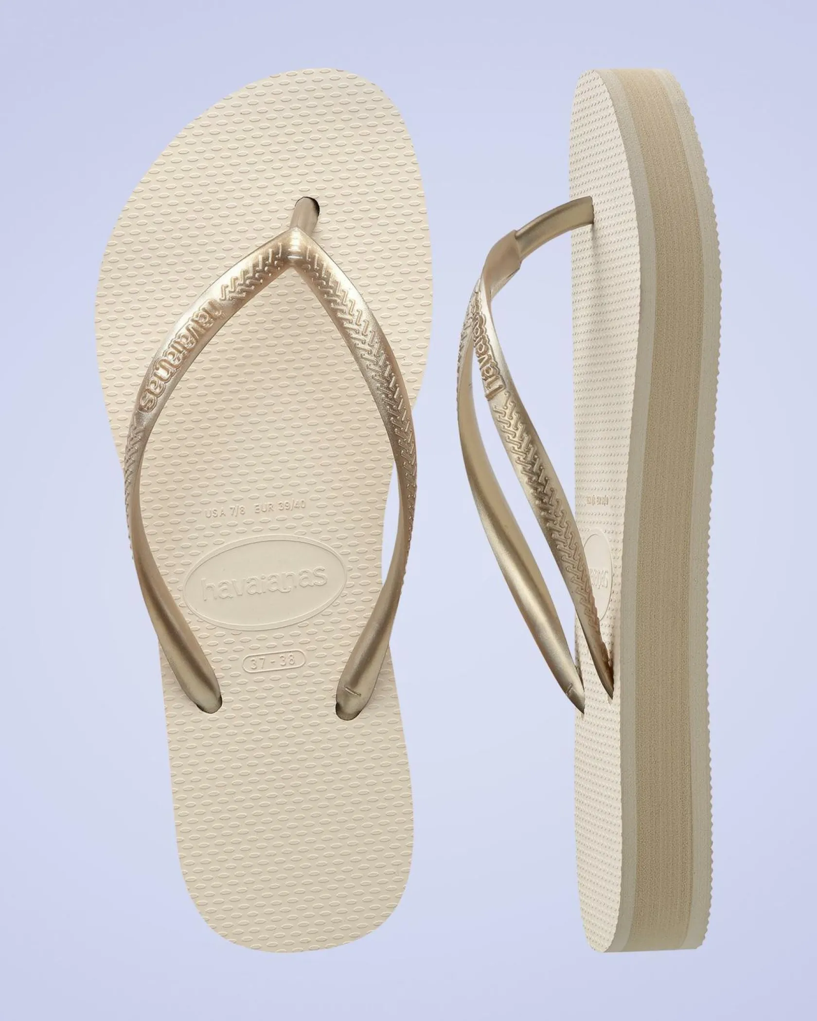 Havaianas Slim Flatform Thongs Beige Clearance