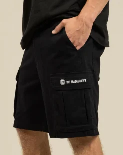 The Mad Hueys Snagged Cargo Shorts Black