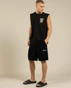 The Mad Hueys Snagged Cargo Shorts Black